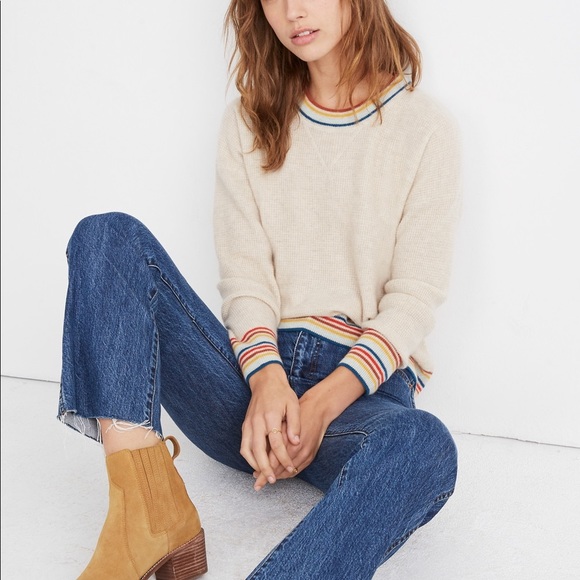 Madewell Sweaters - Madewell Rainbow-Trim Cashmere Sweatshirt